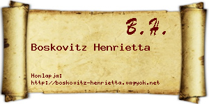 Boskovitz Henrietta névjegykártya